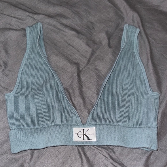 Calvin Klein Blue Ribbed Bralette - Picture 1 of 1